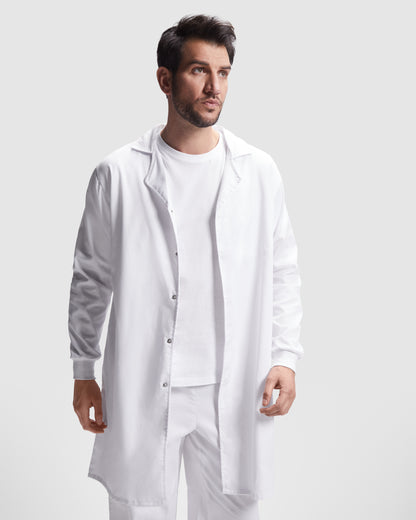 Unisex λευκή μακρυμάνικη ρόμπα με τρουκς - MEDERI 9092