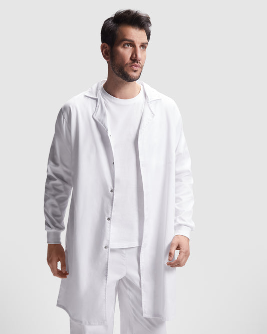 Unisex λευκή μακρυμάνικη ρόμπα με τρουκς - MEDERI 9092
