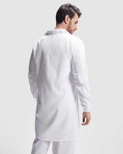 Unisex λευκή μακρυμάνικη ρόμπα με τρουκς - MEDERI 9092
